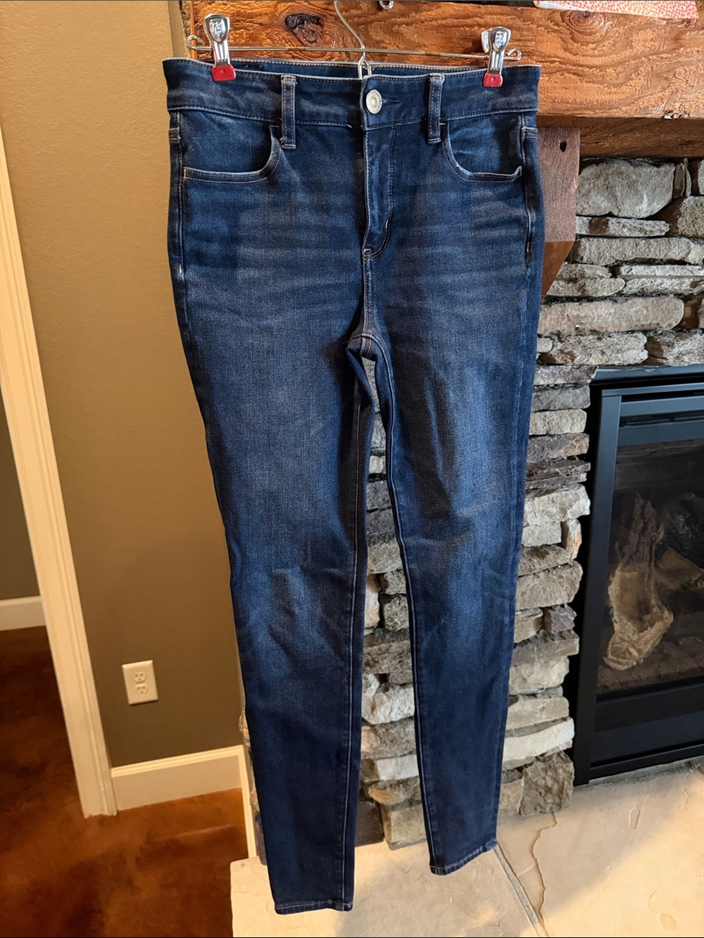American Eagle Outfitters Dark Blue Women's Skinny Jeans-The Dream Jean